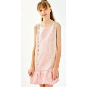 Lilly Pulitzer girl's Thalia Dress in Prosecco Pink Lagoon Jacquard NWT size 16